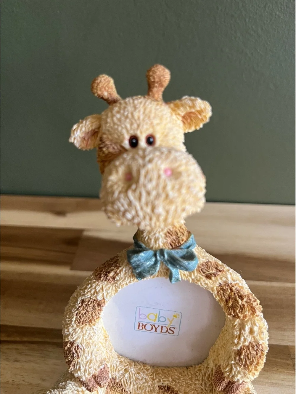 Baby Boyds Giraffe  Photo Frame with Blue Bow Tie - 5.5 Inch Height